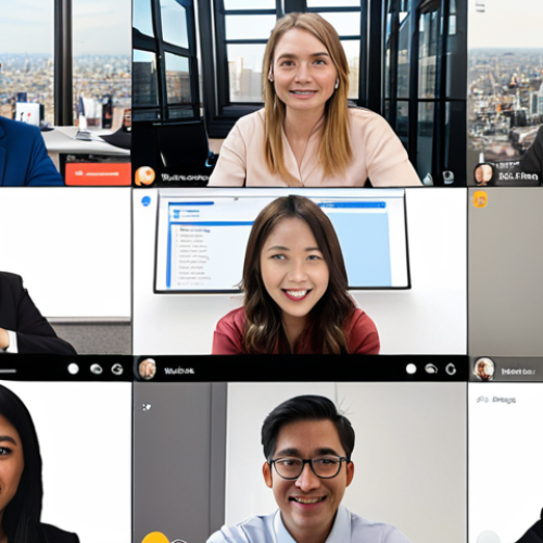 Home 4 **
A global team collaborating on a project using Google Workspace. Show diverse team members in different locations (London, New York, Tokyo) participating in a video conference within a shared document. Emphasize real-time editing and collaborative document management. The scene should be bright and modern, illustrating seamless teamwork despite geographical distances. The style is corporate and professional, yet approachable.
**