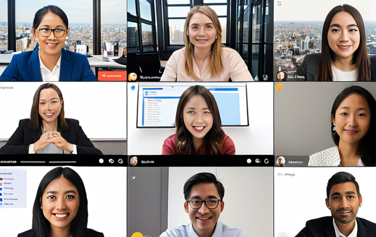 **
A global team collaborating on a project using Google Workspace. Show diverse team members in different locations (London, New York, Tokyo) participating in a video conference within a shared document. Emphasize real-time editing and collaborative document management. The scene should be bright and modern, illustrating seamless teamwork despite geographical distances. The style is corporate and professional, yet approachable.
**