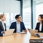 Home 21 글로벌 비즈니스 연봉 협상 체크리스트 - A professional international business meeting scene in a modern office with diverse colleagues from ...