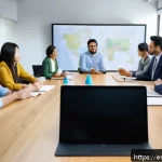 Home 23 글로벌 비즈니스 업무의 전략적 접근 - A modern international business meeting scene showing diverse professionals from Asia, Europe, and L...