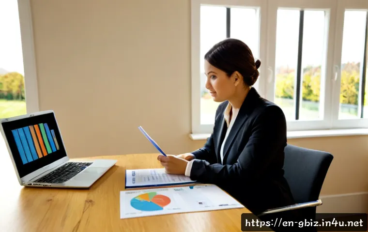 Home 17 글로벌 비즈니스 자격증 취득 후 경력 관리 전략 - Photorealistic career-planning scene in a bright modern home office, experienced business profession...